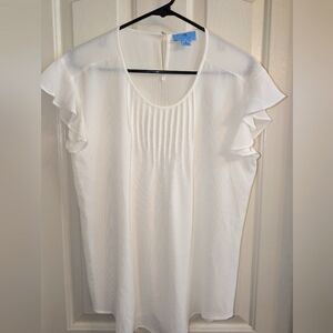 Small CeCe White Ruffle Sleeve Blouse